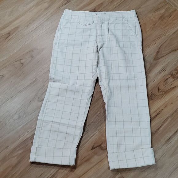 🔹️Tommy Jeans White & Pastel Plaid Cuffed Capri Pants Size 5/28 - Picture 2 of 10